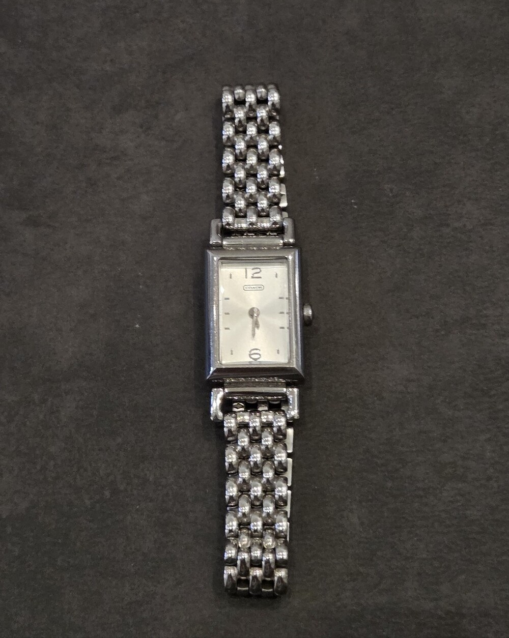 Coach Classic Silver-Tone Rectangular Thin Dainty Watch